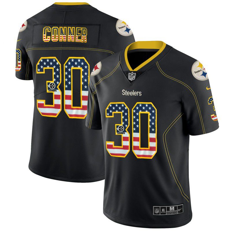 Men Pittsburgh Steelers #30 Conner Black Nike USA Flag Fashion Black Color Rush Limited NFL Jersey